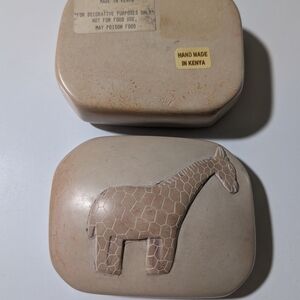 Handmade Kenya Stone Giraffe Decorative Box - Cream